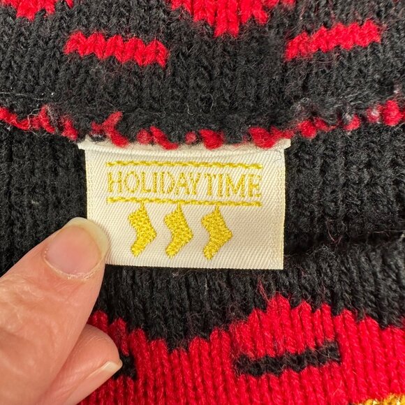 Vintage Christmas Sweater Teddy Bears Plaid 80s Holiday Time USA Acrylic Medium - Picture 5 of 10